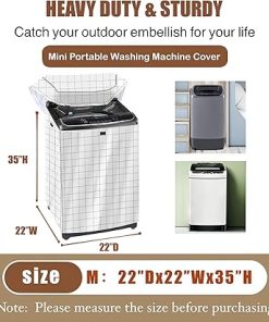 Portable Washing Machine Cover 13lbs Waterproof Zipper Design White 2