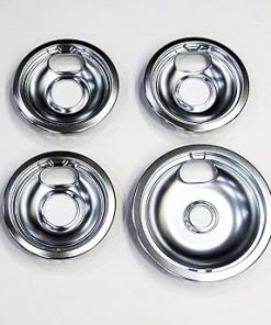 Whirlpool Chrome Range Burner Drip Bowl Set W10196406 W10196405 2