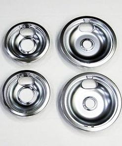 Chrome Replacement Drip Bowl Set W10196406 W10196405 for Whirlpool